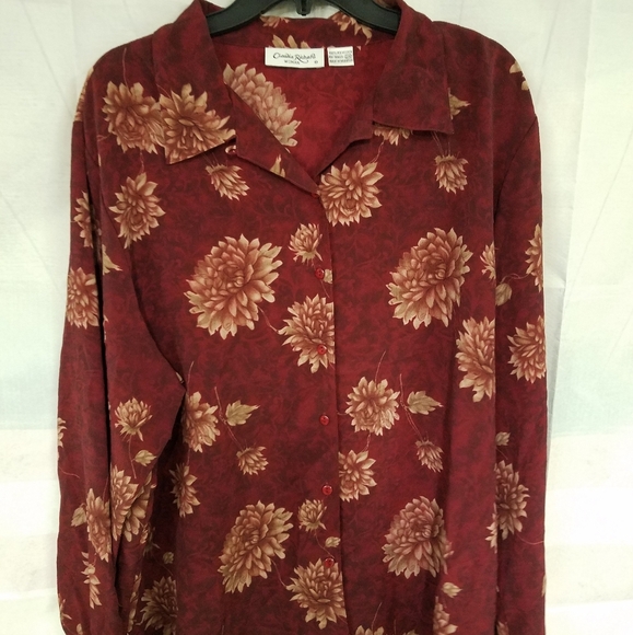 Claudia Richard Woman 22W Burgandy Button Up Top - Picture 1 of 7